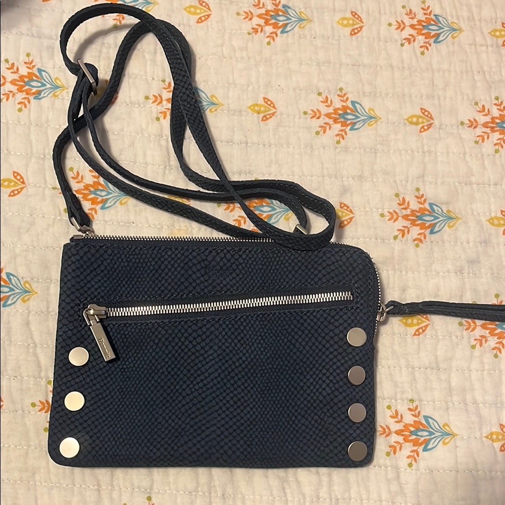 Hammitt Navy Crossbody Bag with Silver Accents